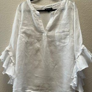 XL INC White Linen Top